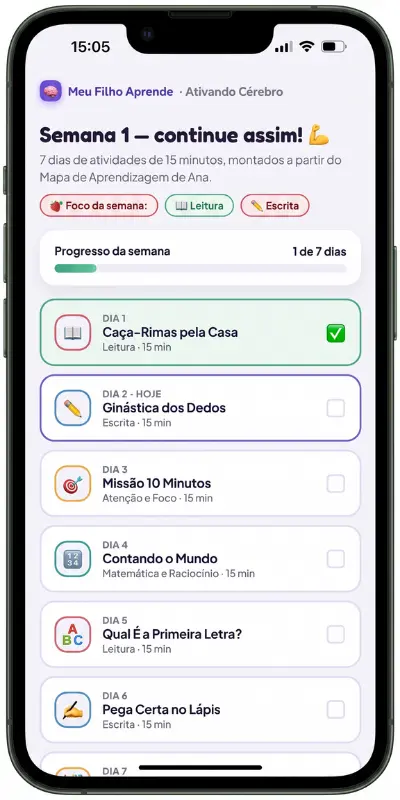 Plano diário do app
